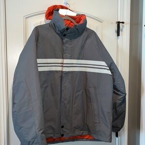 Nautica men down filled warm preppy winter jacket coat gray size L great quality